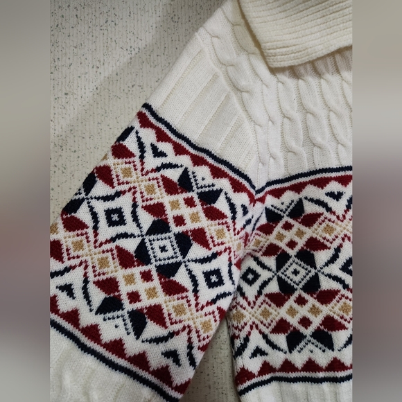 Lord Jeff Knit Cardigan Sweater 100% Wintuk Made In USA Fair Isle Style M Beige - Picture 11 of 16